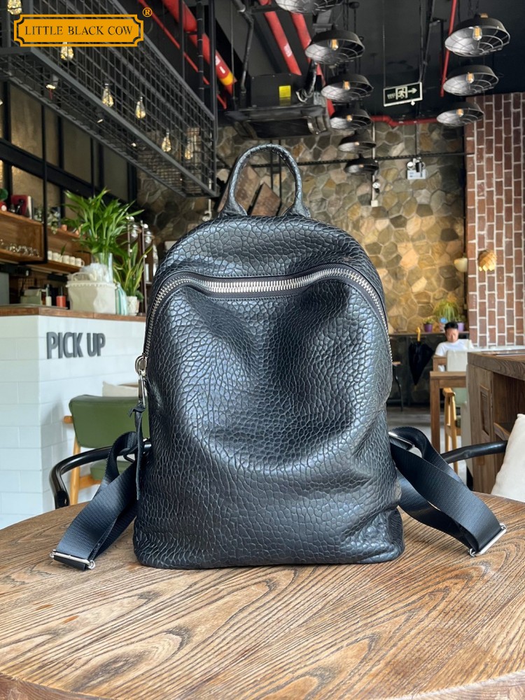 Genuine Leather Backpack - Ransel Kasual Kulit Domba Alami Lembut