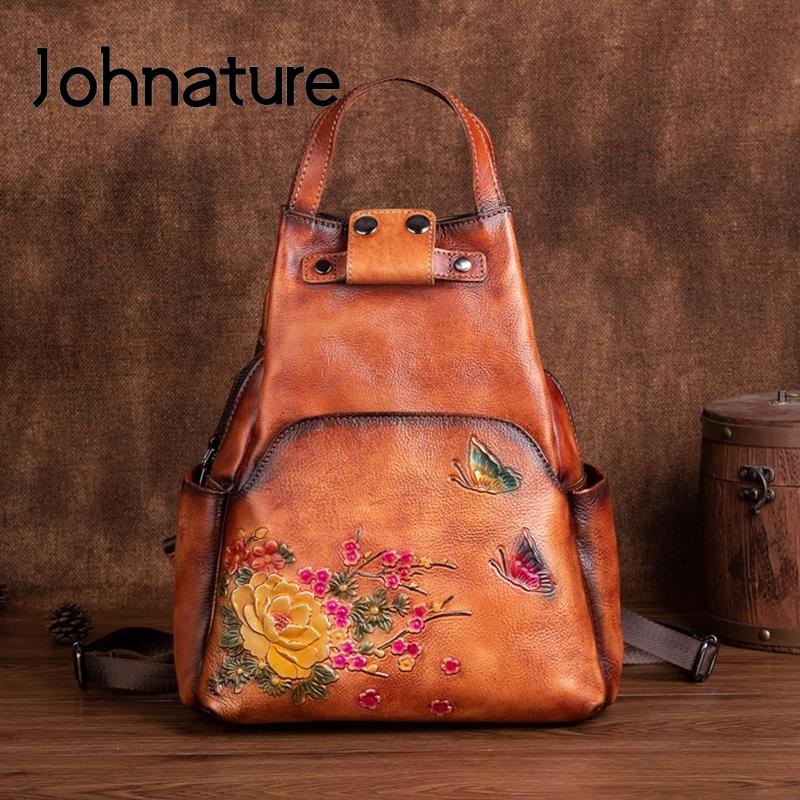 Genuine Leather Backpack - Johnature Tas Bahu Kulit Asli Ransel