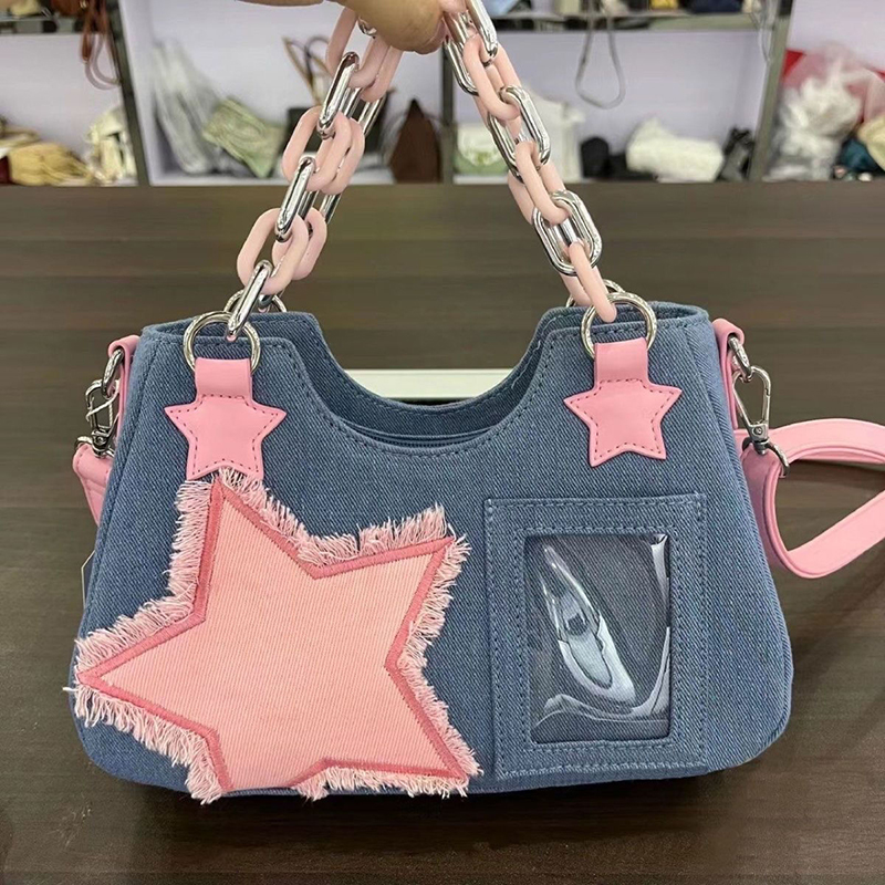 Luxury Tote Bags With Zipper - Tas Selempang Wanita Denim, Tas Belanja