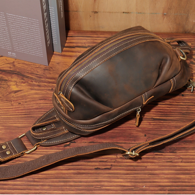 Genuine Leather Backpack - Tas selempang dada pria desain modis,