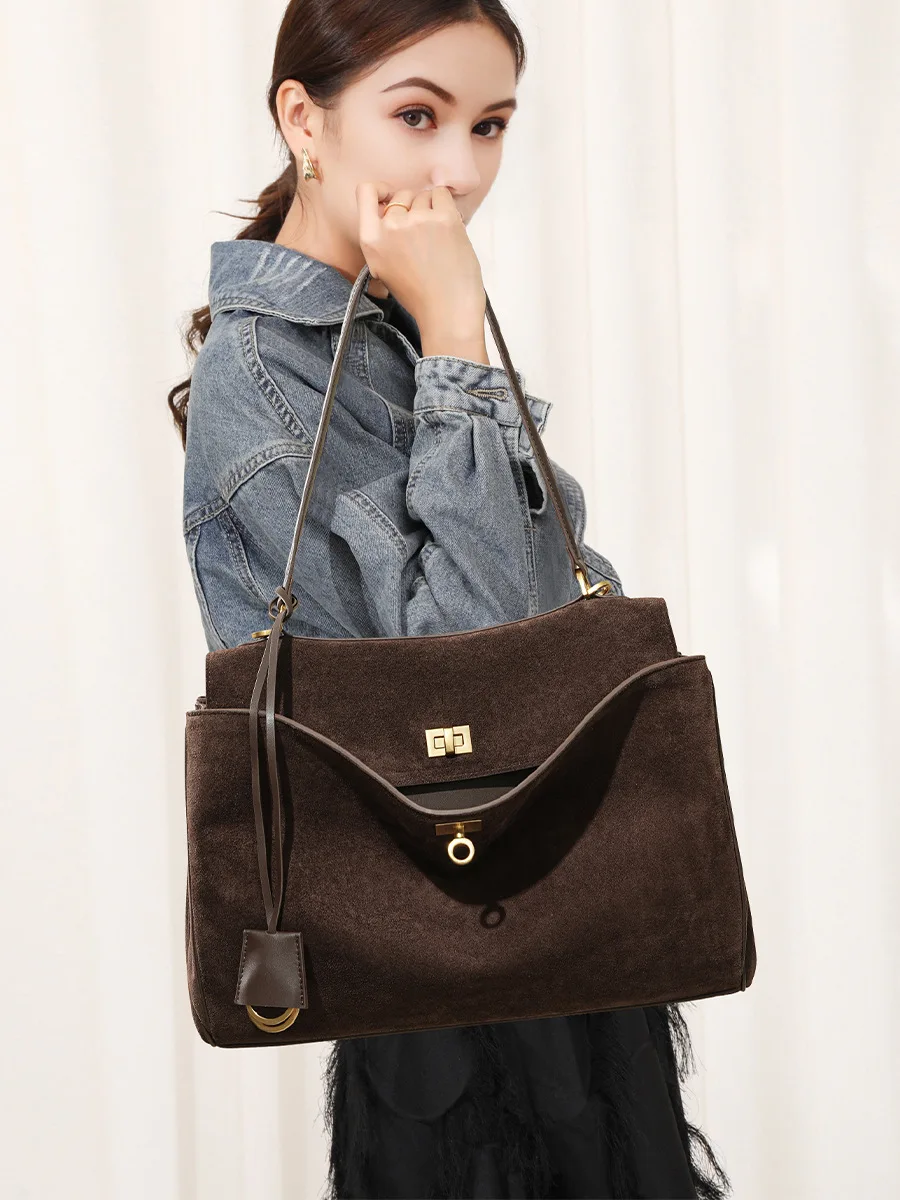 Tas Kulit Asli Suede Wanita Mu - Luxury Tote Bags With Zipper ulasan dan harga