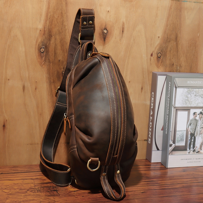 Tas selempang dada pria desain - Genuine Leather Backpack ulasan dan harga