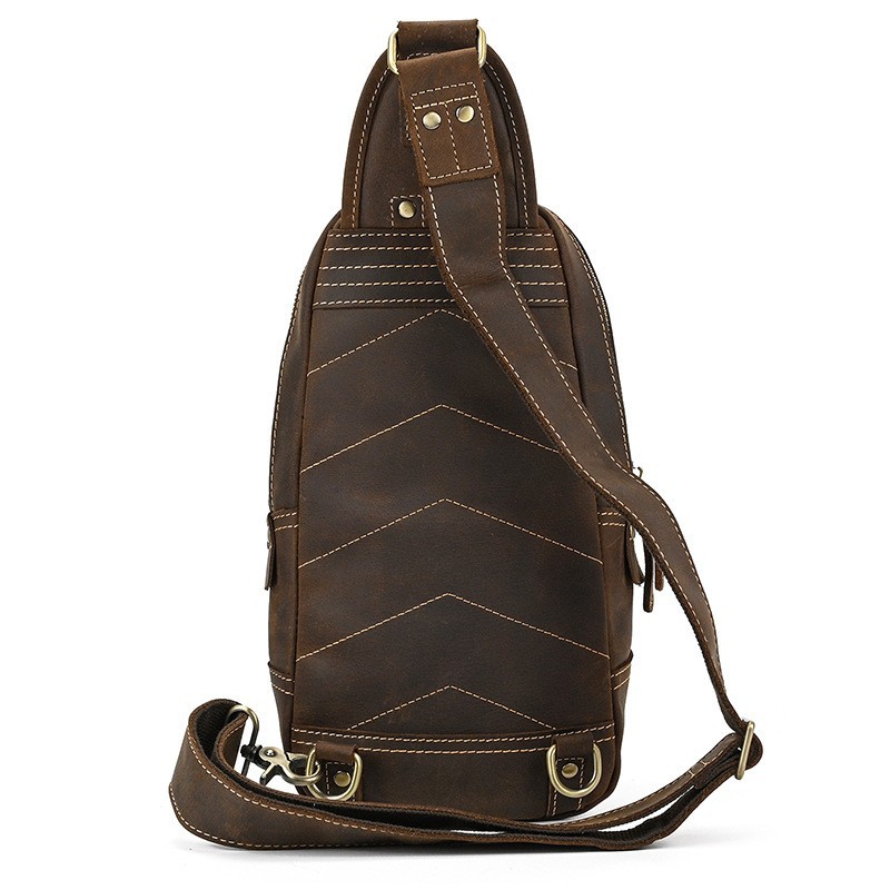 Tas selempang dada pria desain - Genuine Leather Backpack ulasan dan harga
