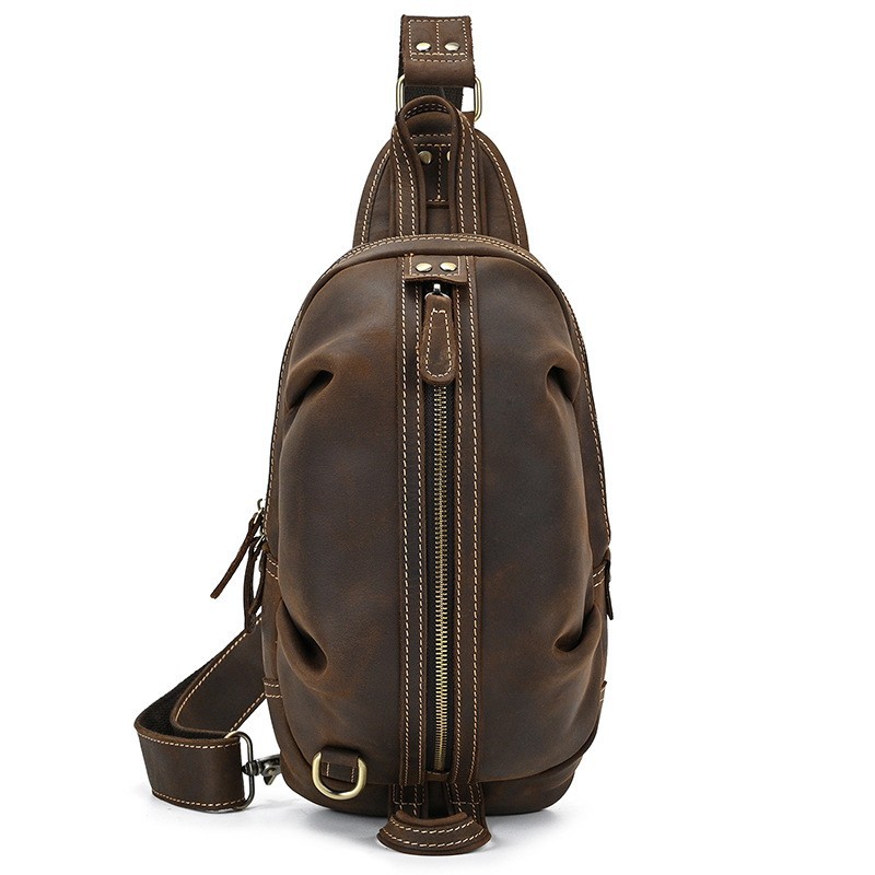 Tas selempang dada pria desain - Genuine Leather Backpack ulasan dan harga